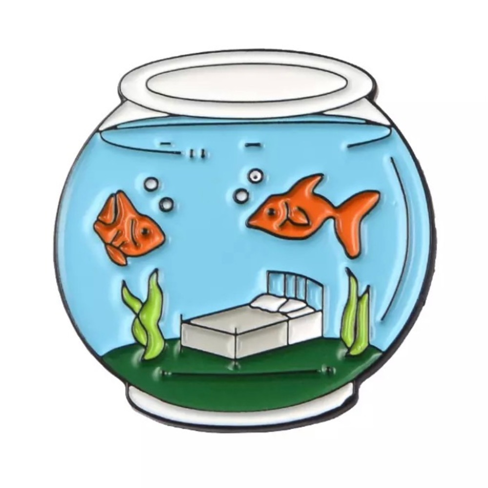 6/$30 Bedroom In Goldfish Bowl Enamel Pin